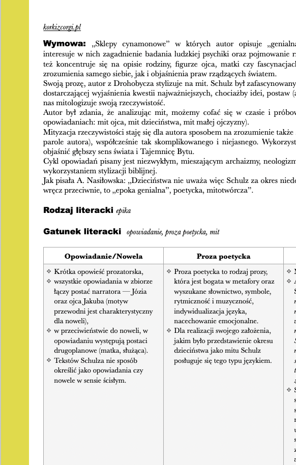 Sklepy cynamonowe - streszczenie i opracowanie - obrazek 2