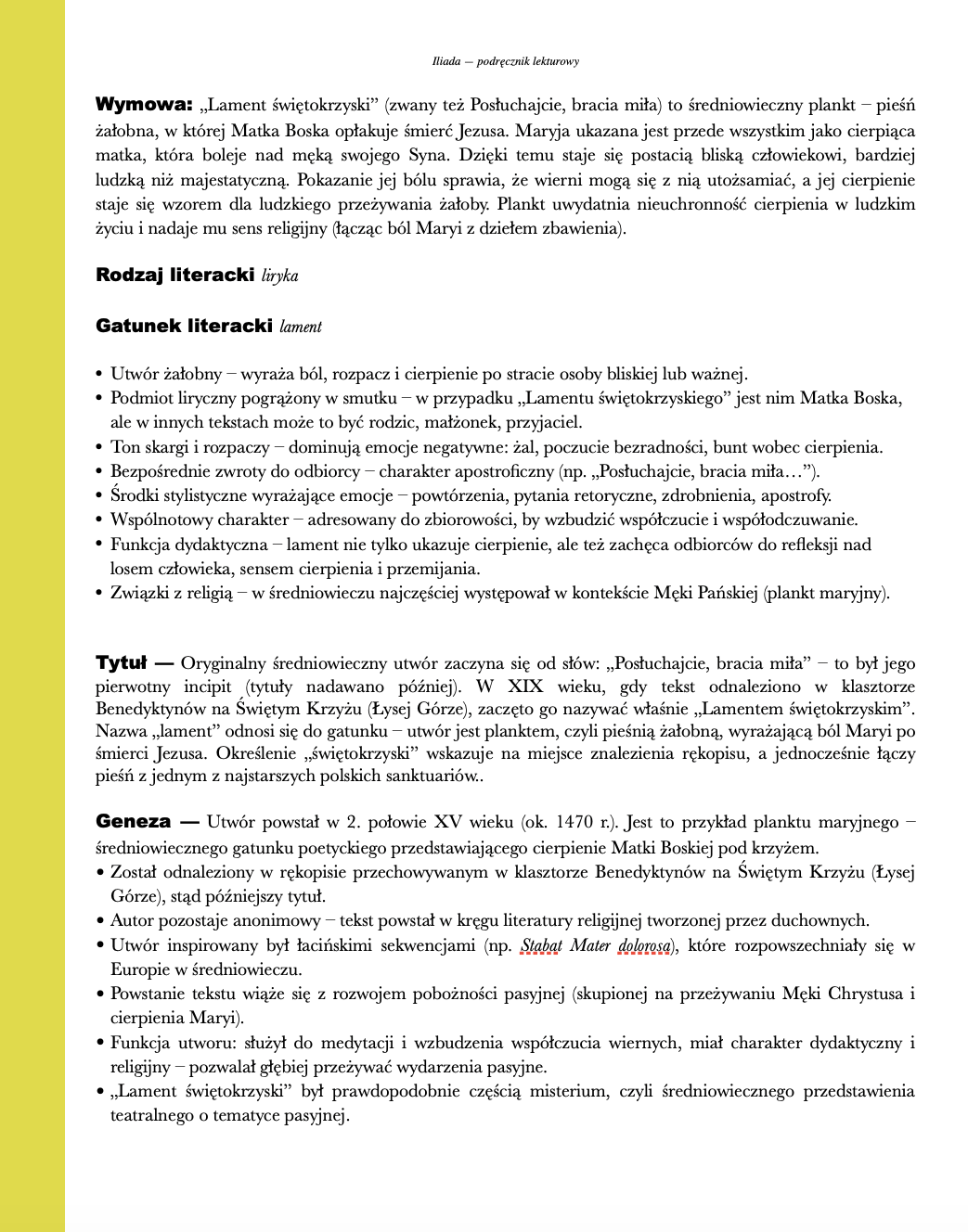 Lament świętokrzyski - streszczenie i opracowanie - obrazek 2