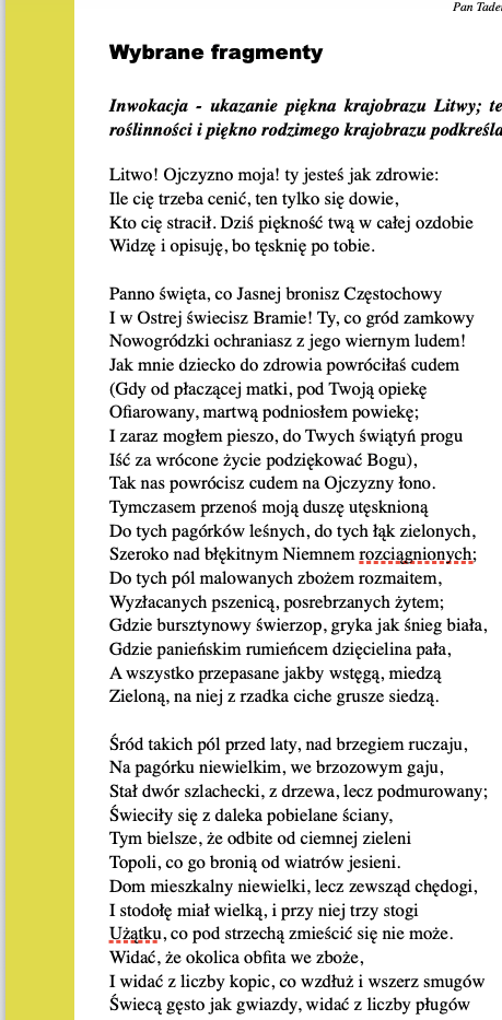 Pan Tadeusz - streszczenie i opracowanie - obrazek 3